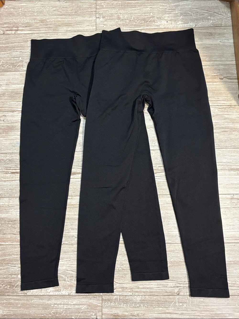 OQQ Black High-Waist Leggings for Women - Pack of 2, Large, 25” inseam